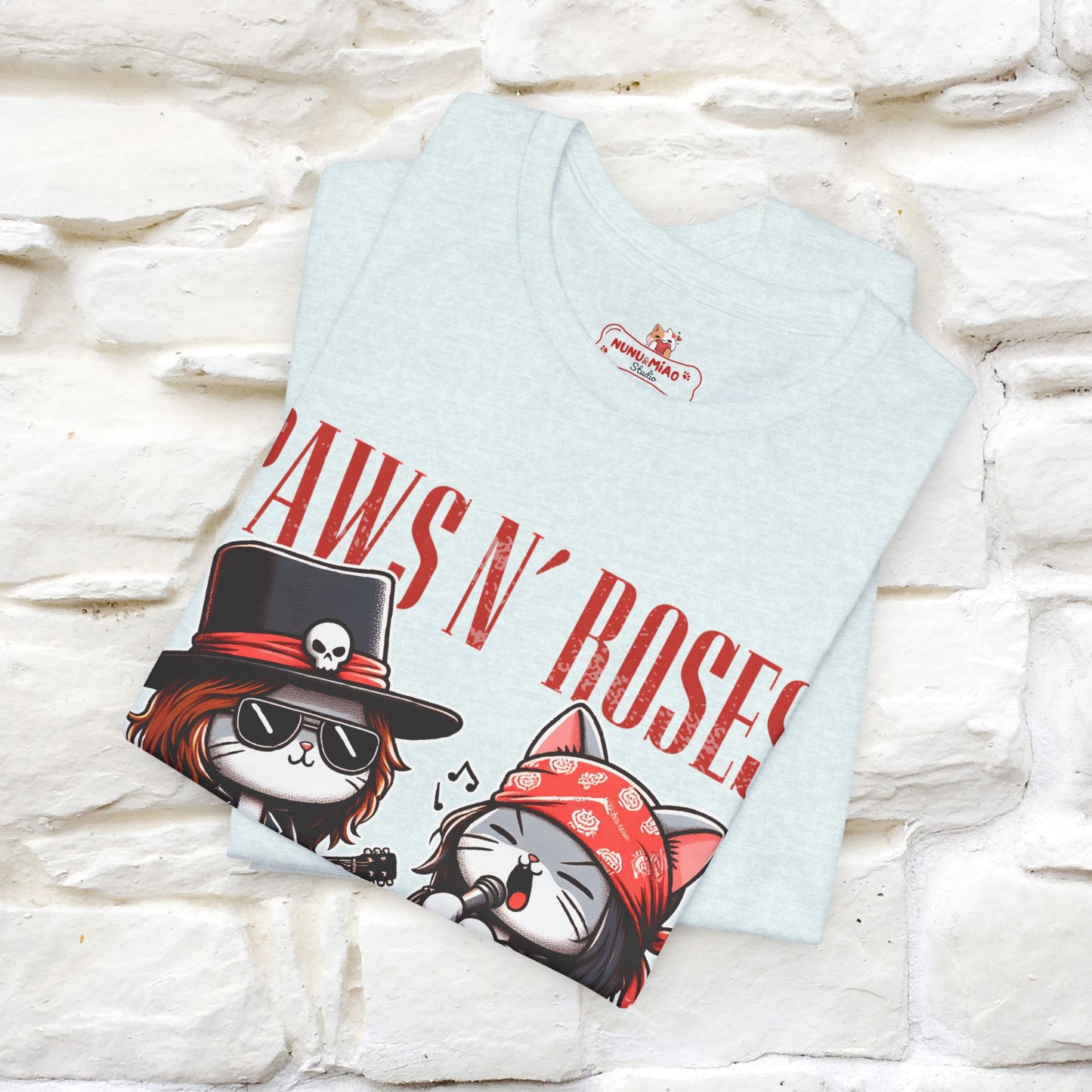 Paws N' Roses T-Shirt | Rock-Inspired Cat Lover Tee for Men & Women | 100% Cotton*