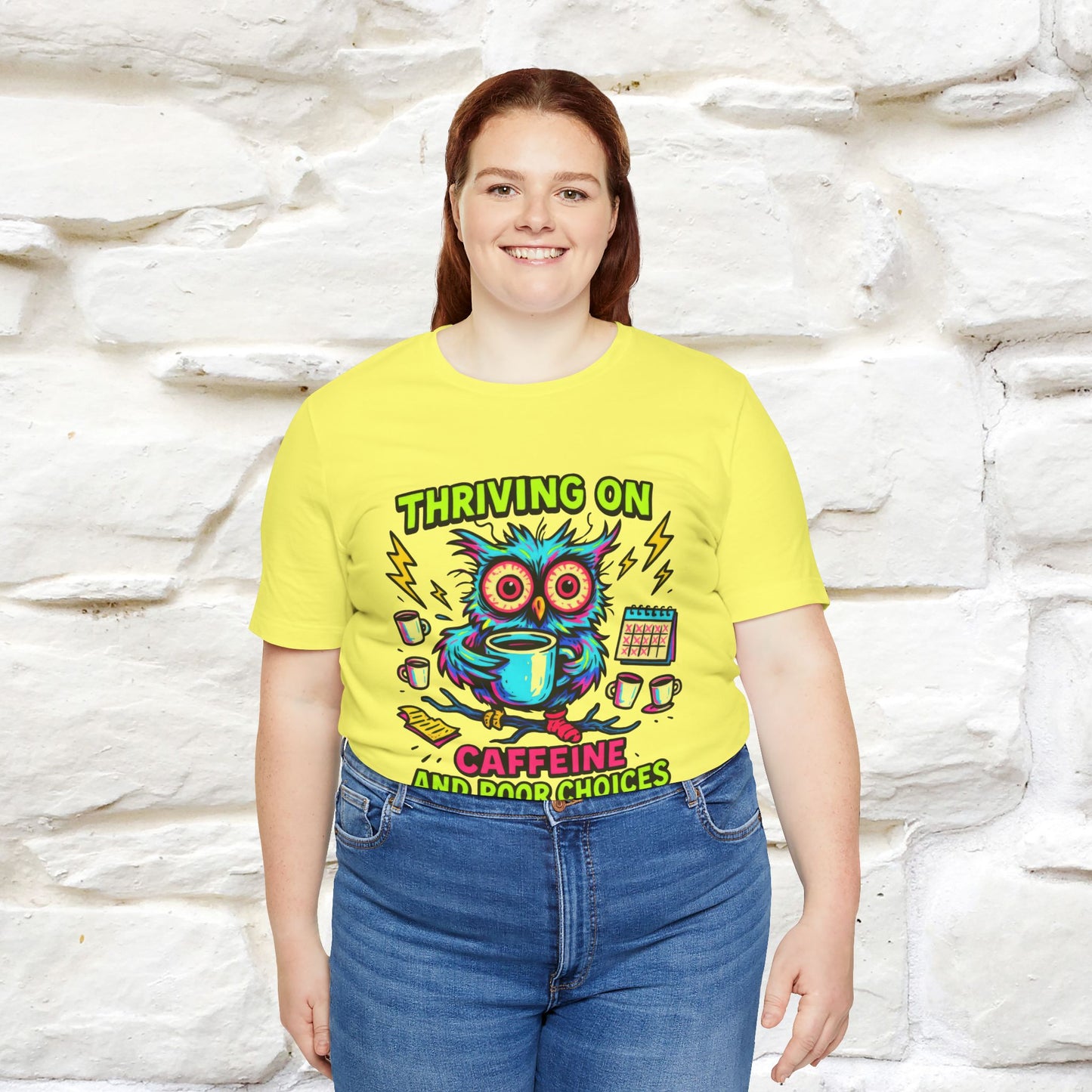 ''Thriving On Caffeine And Poor Choices''|  Sarcastic Cat T-Shirt | Nunu&Miao Studio