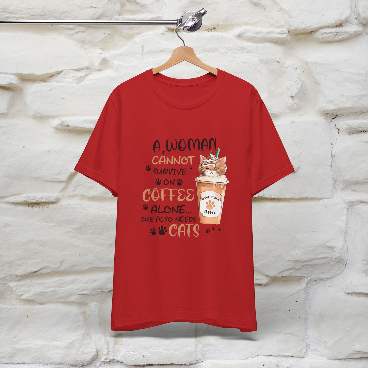 "A Woman Cannot Survive On Coffee Alone... She Also Needs Cats" Cute Cat T-Shirt for Women | 100% Cotton* 🐾