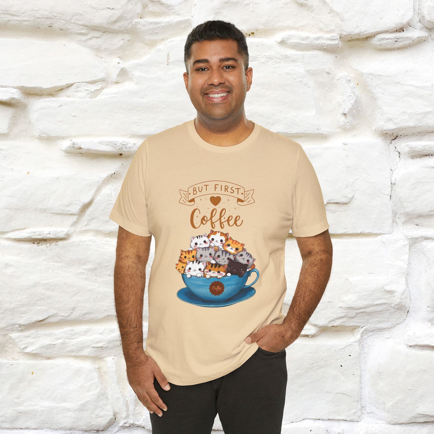 "But First, Coffee Time" Cat T-Shirt for Men & Women | 100% Cotton*