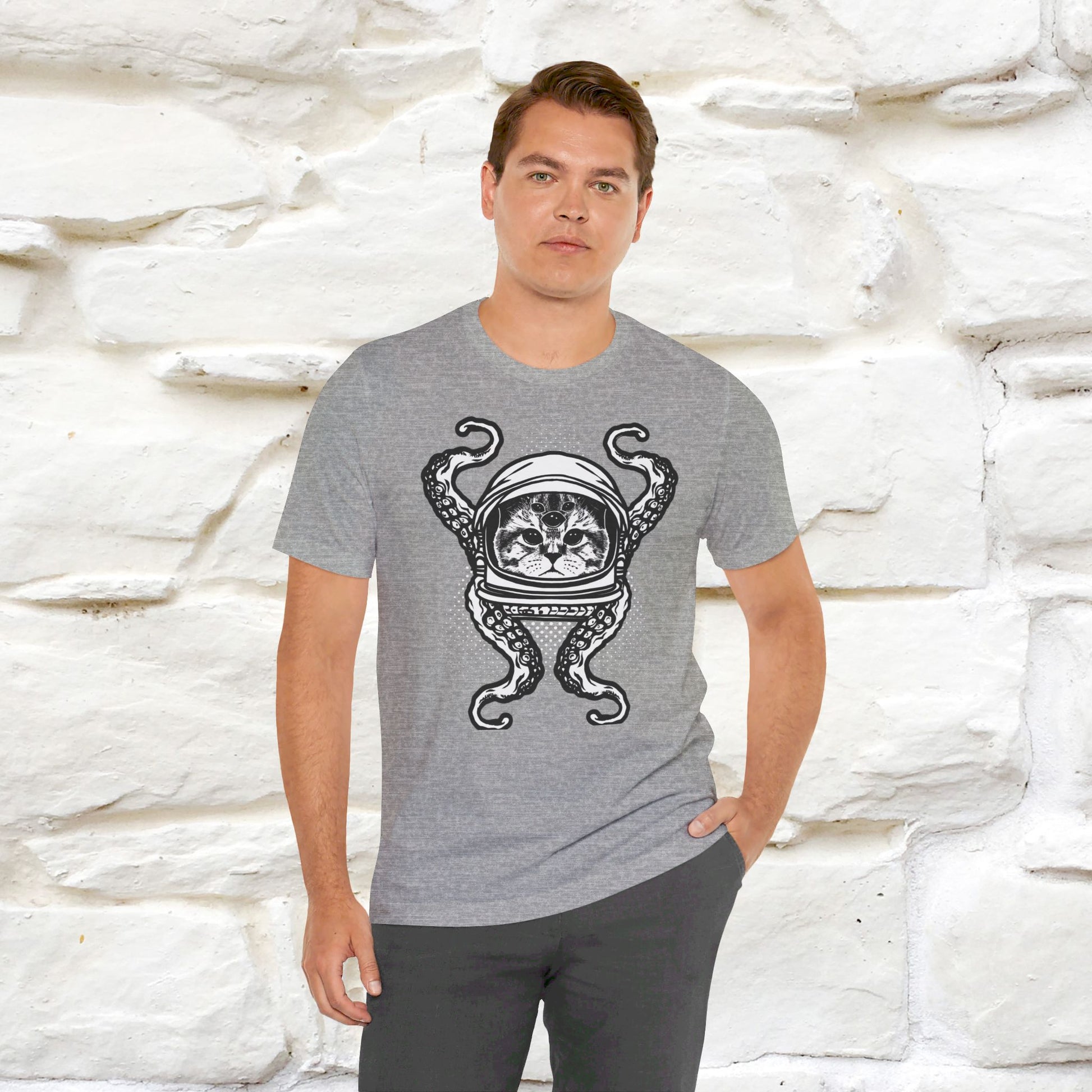 ''OctoCat Fusion''  Cat T-shirt for Man 100% Cotton. - Nunu&Miao Studio