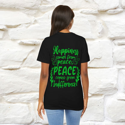 "Happiness Comes From Peace, Peace Comes From Indifference" Cat T-Shirt| Front & Back Design | Nunu&Miao Studio