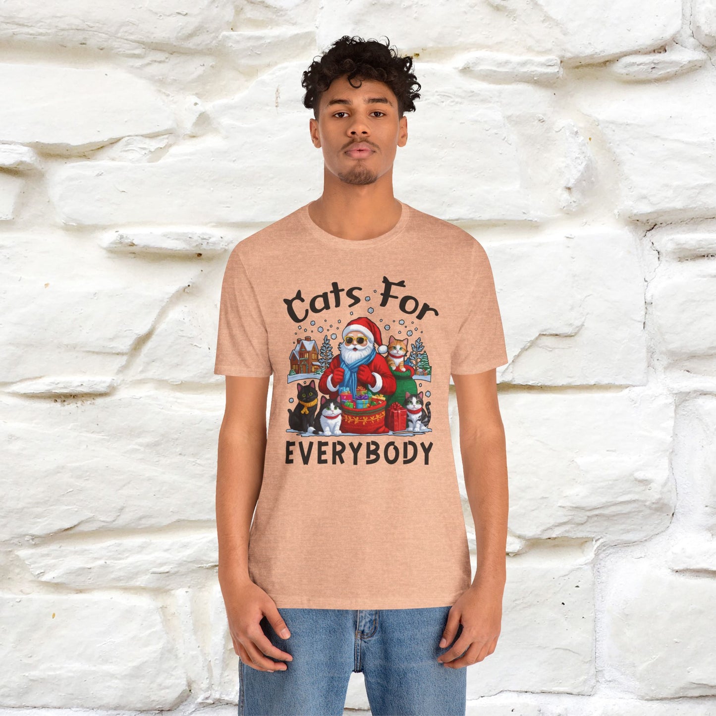 Cats For Everybody T-Shirt | Festive Cat Christmas Shirt for Men & Women | 100% Cotton