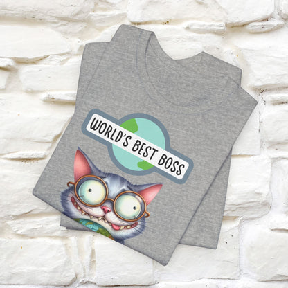 "World's Best Boss" Cat T-shirt for Men & Women | 100% Cotton 🐾 | Funny Cat Lover Tee