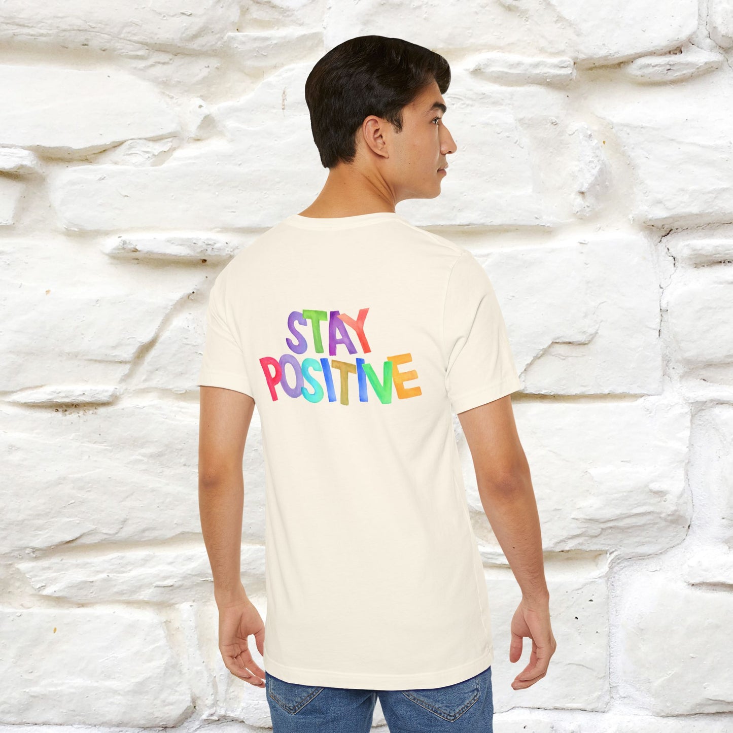 "Stay Positive'' Cat T-Shirt | Front & Back Design | Nunu&Miao Studio