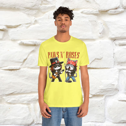 Paws N' Roses T-Shirt | Rock-Inspired Cat Lover  | Nunu&Miao Studio - Nunu&Miao Studio
