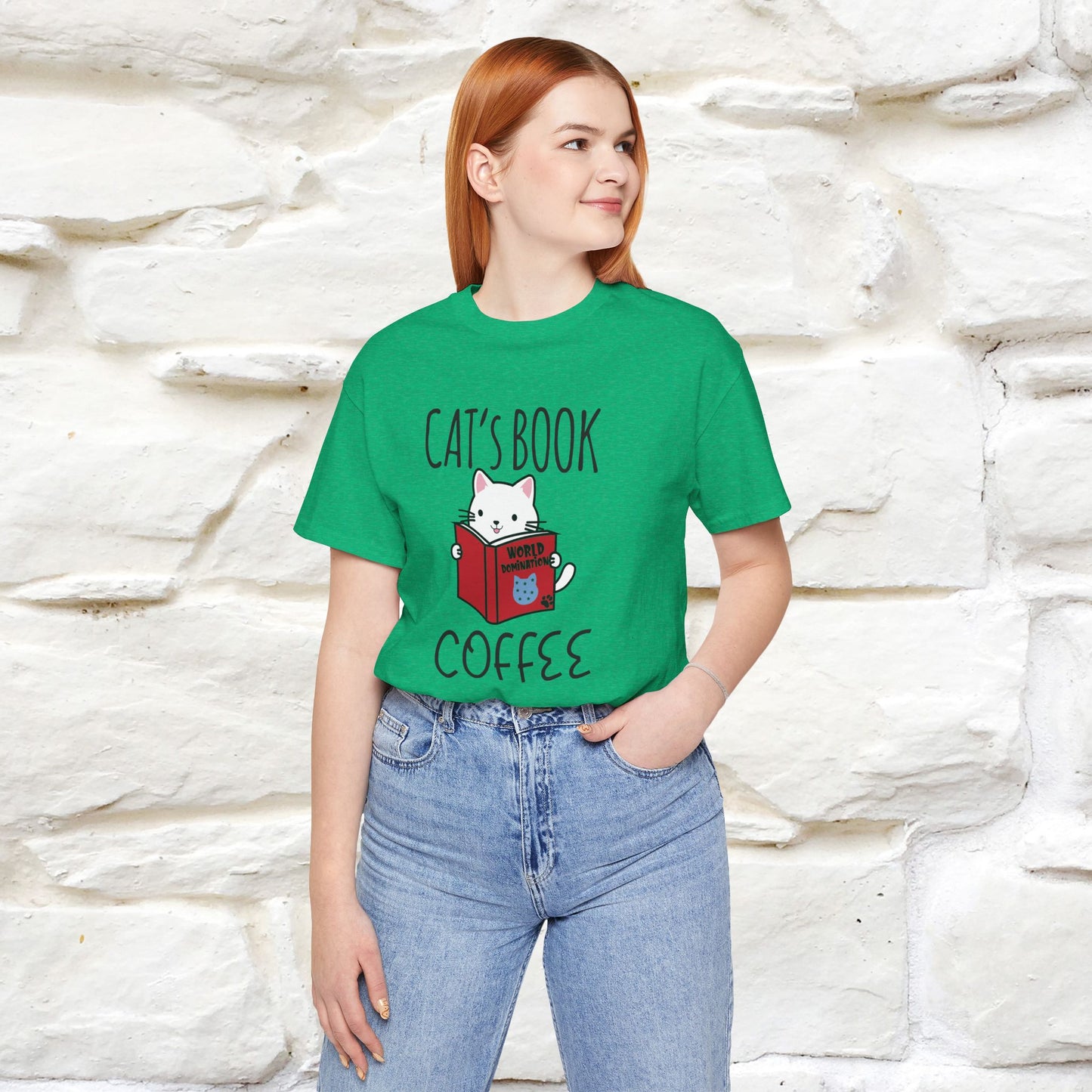 "Cat's Book Coffee" Cat T-Shirt for Men & Women | 100% Cotton* | Cozy Vibes for Book & Cat Lovers