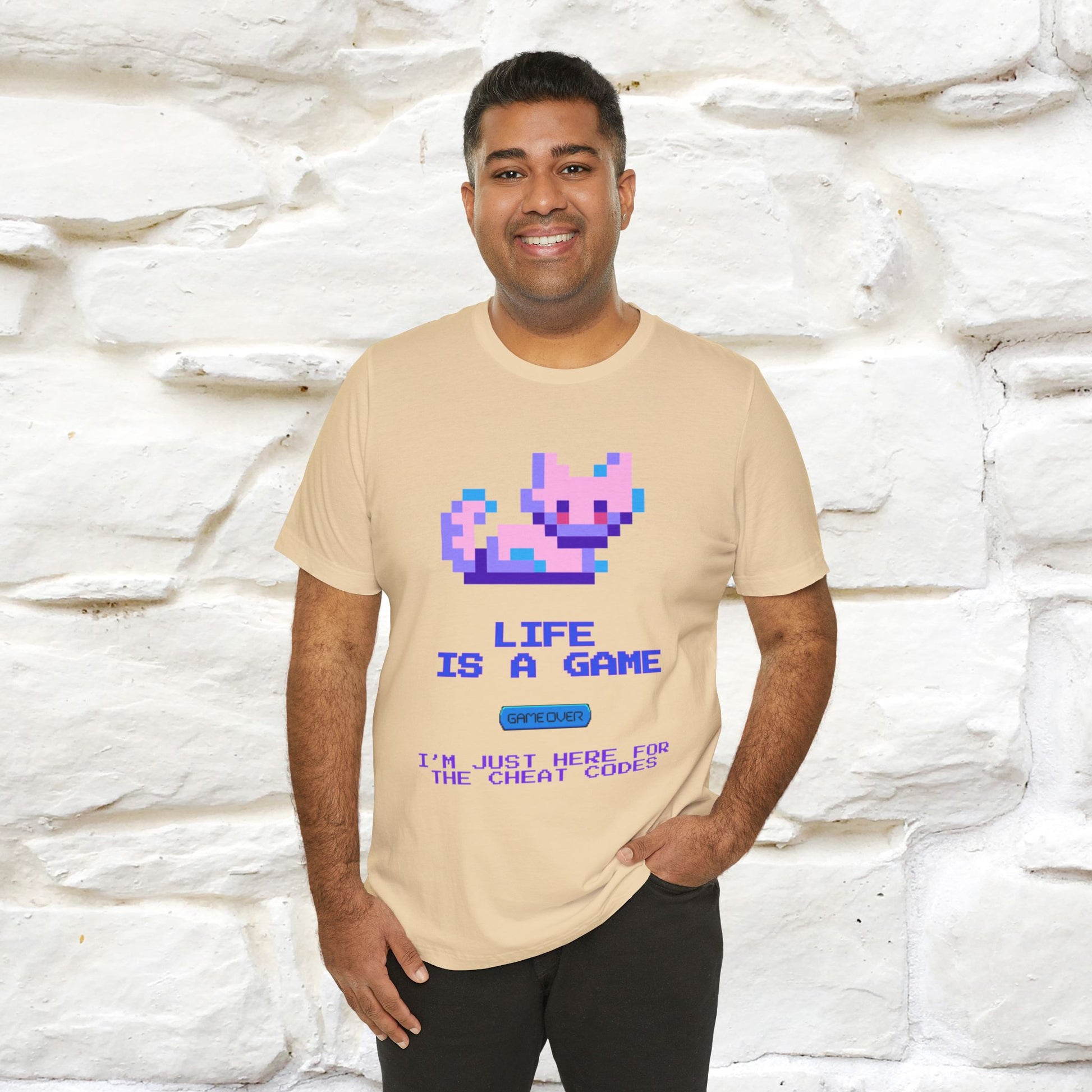 "Life Is A Game, I Am Just Here Fo The Cheat Code" Funny Cat T-Shirt for Men & Women | 100% Cotton* - Nunu&Miao Studio