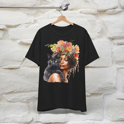 ''The Black Cat And The Lady'' T-shirt for Women 100% Cotton* - Nunu&Miao Studio