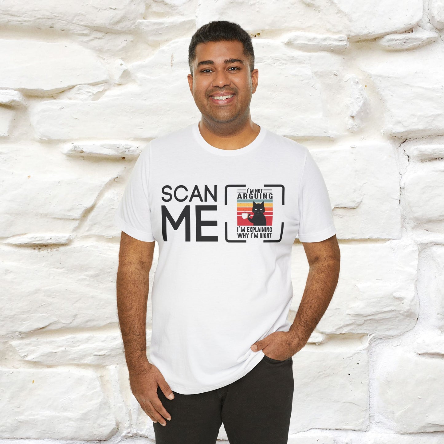 Scan Me: I’m Not Arguing, I’m Explaining Why I’m Right Cat T-Shirt for Men & Women | 100% Cotton* Funny Tee