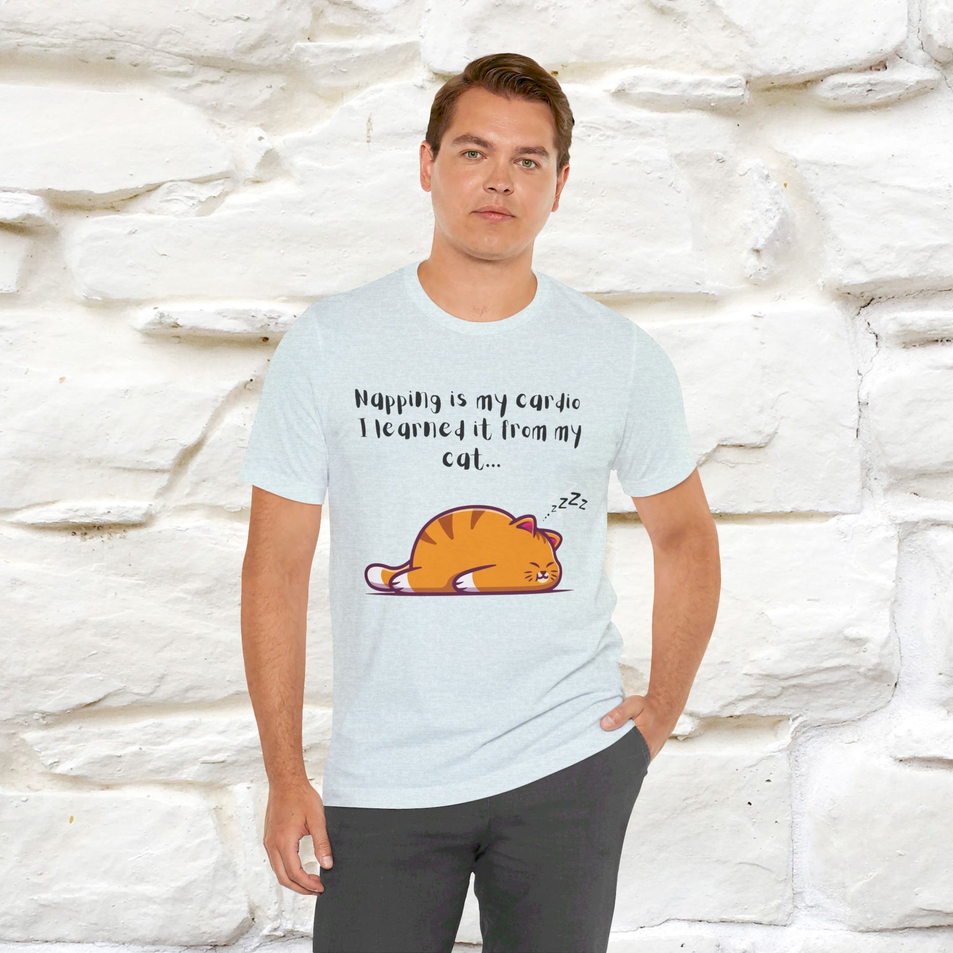 ''Napping Is My Cardio, I Learned From  my Cat'' T-shirt for Man 100% Cotton* - Nunu&Miao Studio