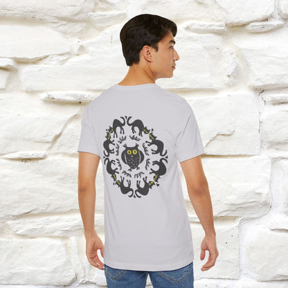 ''Black Cat Circle'' Cat T-Shirt Front and Back Design | Nunu&Miao Studio