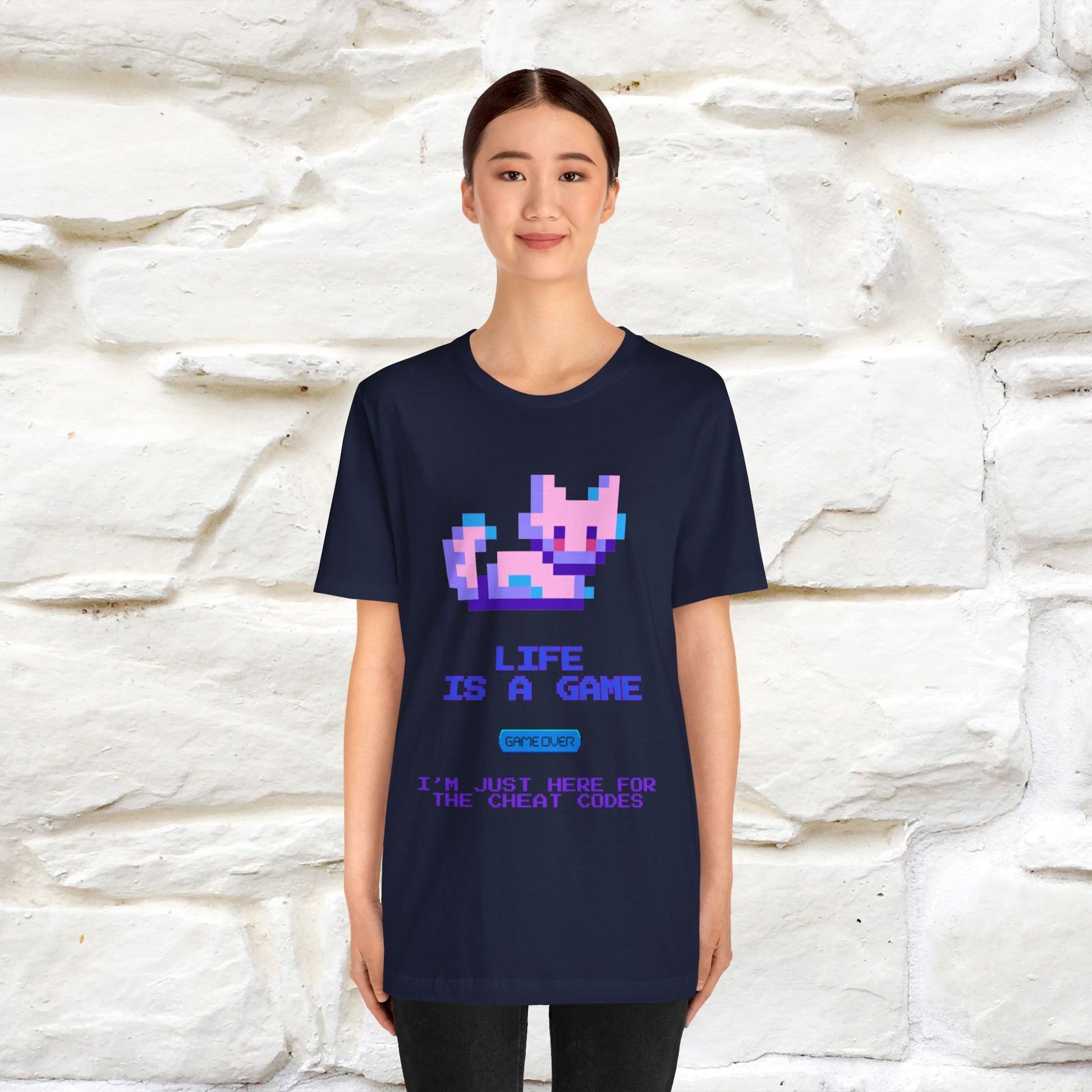 "Life Is A Game, I Am Just Here Fo The Cheat Code" Funny Cat T-Shirt for Men & Women | 100% Cotton* - Nunu&Miao Studio