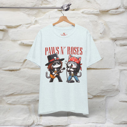 Paws N' Roses T-Shirt | Rock-Inspired Cat Lover Tee for Men & Women | 100% Cotton*