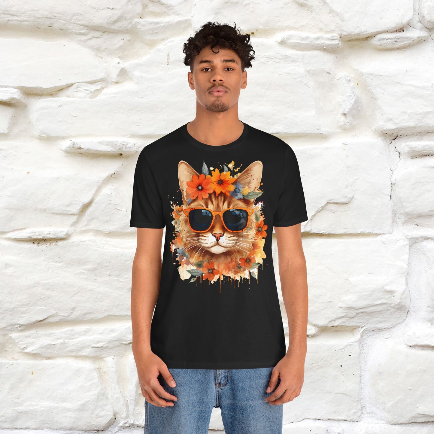 "Cool Cat in Bloom" T-shirt for Men and Women | 100% Cotton*