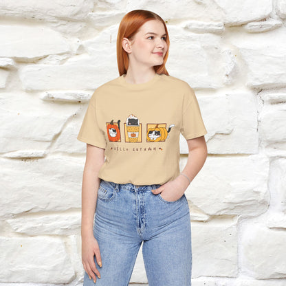 "Hello Autumn" Cat T-Shirt for Men & Women | 100% Cotton* | Seasonal Feline Fashion