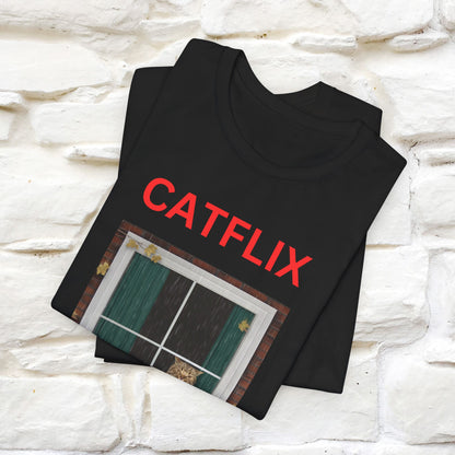 "Catflix" Cat T-shirt for Men & Women| 100% Cotton 🐾