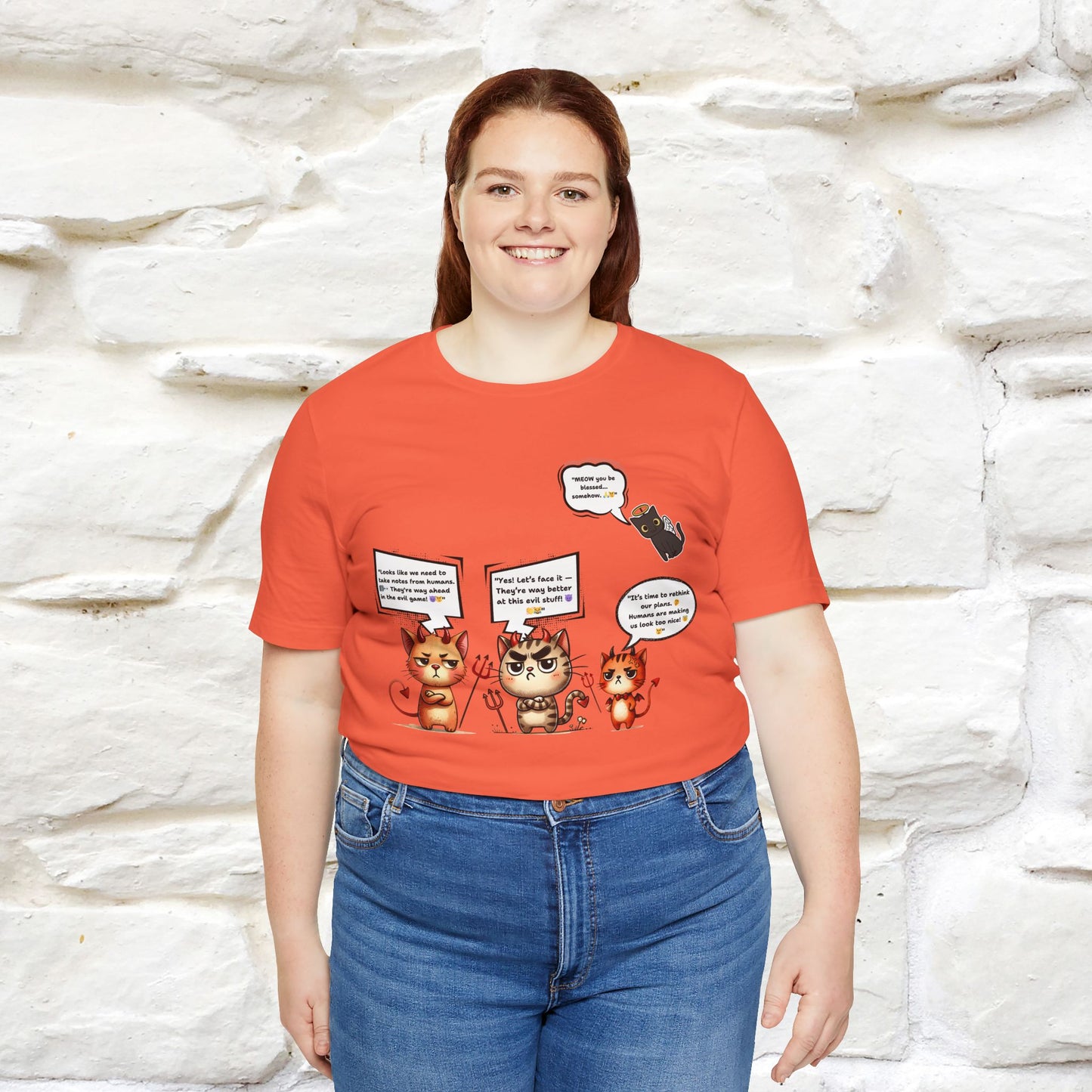 "Humans Are Way Ahead In The Evil Game! 😈😼" Cat  T-shirt |Nunu&Miao Studio
