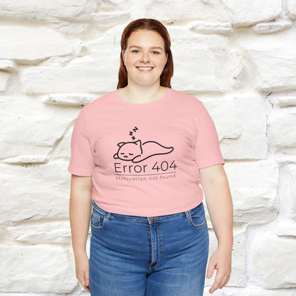''Error 404 Motivation Not Found'' Cat T-Shirt Front and Back Design | Nunu&Miao Studio