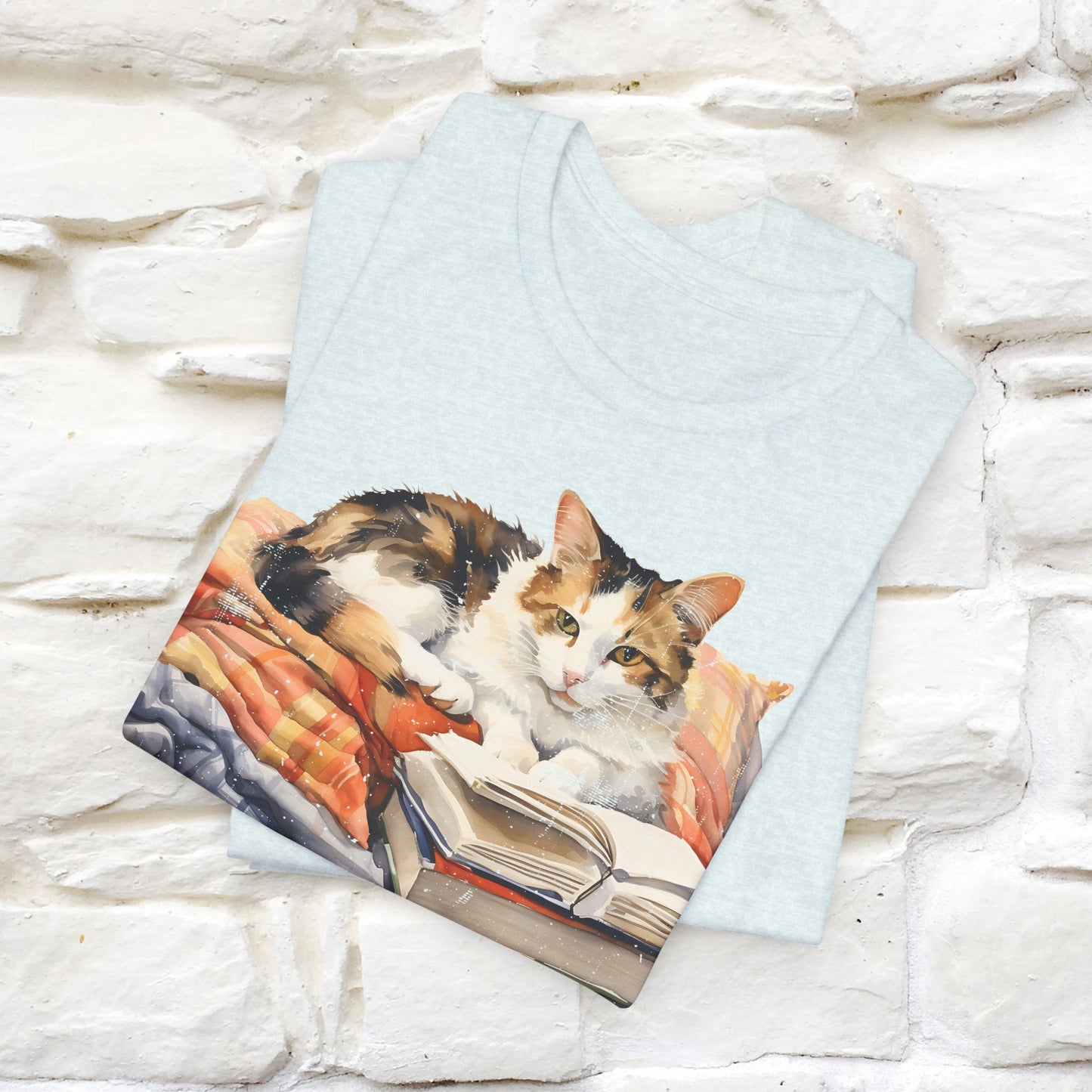 "Literary Catnap" T-shirt for Men and Women 100% Cotton.