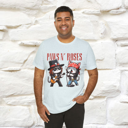 Paws N' Roses T-Shirt | Rock-Inspired Cat Lover Tee for Men & Women | 100% Cotton*