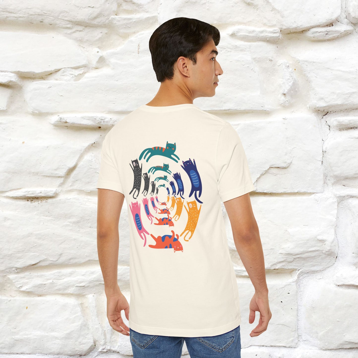 "The Hypnotic Meow'' Cat T-Shirt Front and Back Design | Nunu&Miao Studio