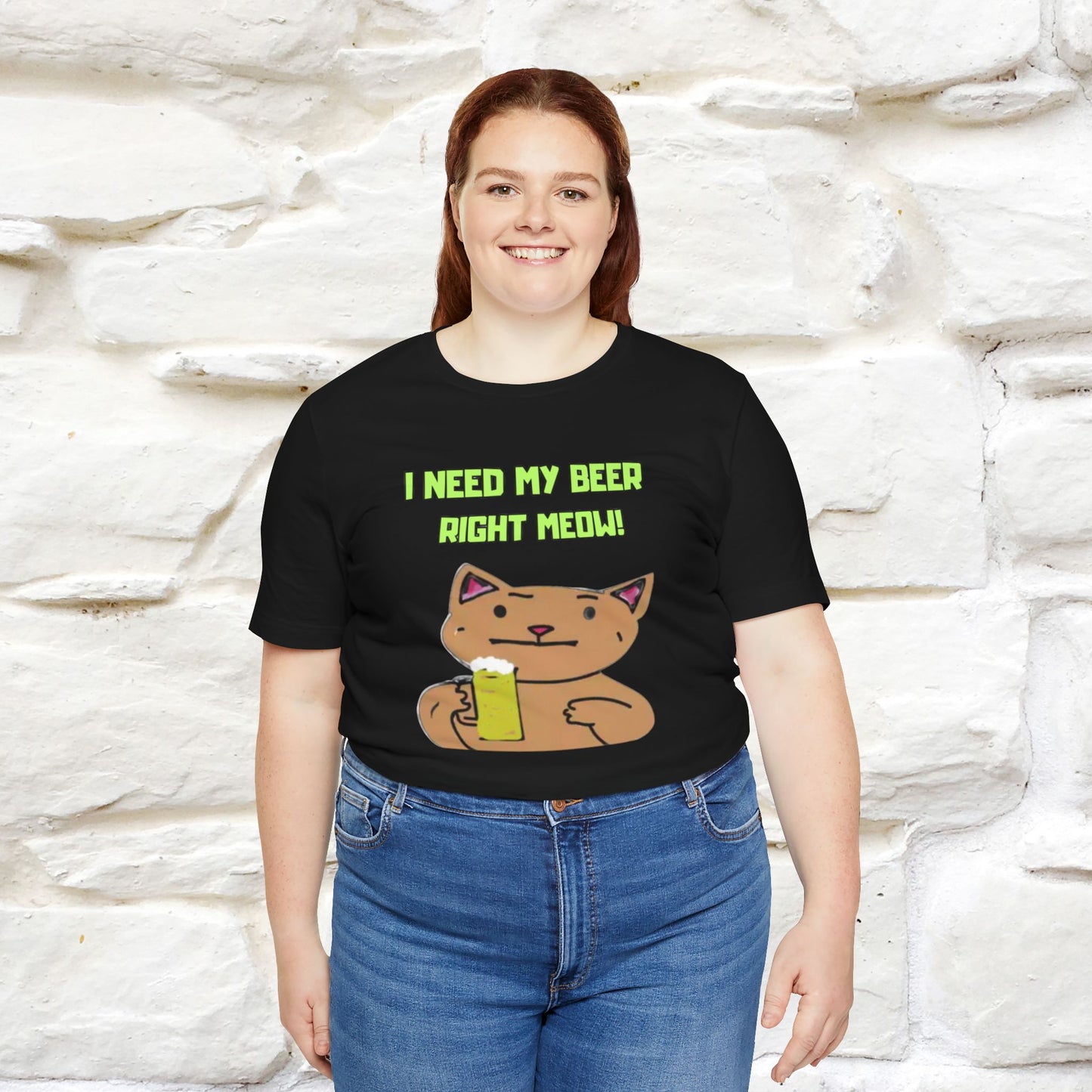 "I Need My Beer Right Meow!" Cat  T-shirt |Nunu&Miao Studio - Nunu&Miao Studio