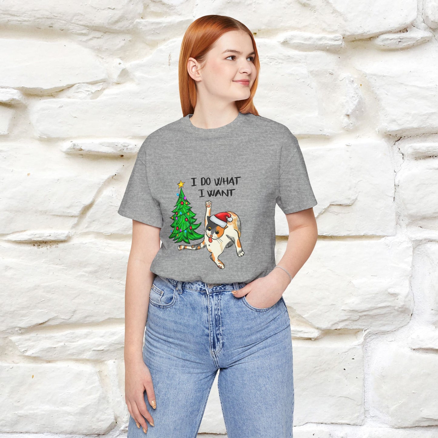 I Do What I want Funny T-Shirt | Festive Cat Christmas Shirt for Men & Women | 100% Cotton*