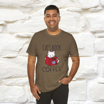 "Cat's Book Coffee" Cat T-Shirt for Men & Women | 100% Cotton* | Cozy Vibes for Book & Cat Lovers