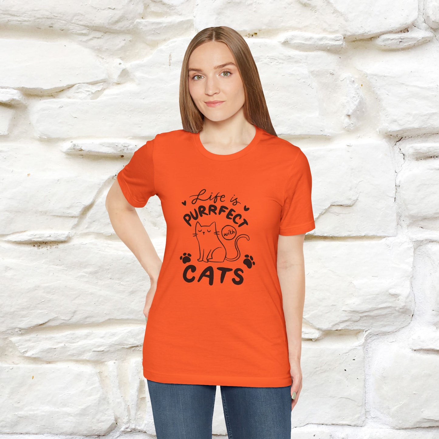 "Life Is Purrfect With Cats" Cat T-Shirt for Men & Women | 100% Cotton* | Funny Tee 🐾