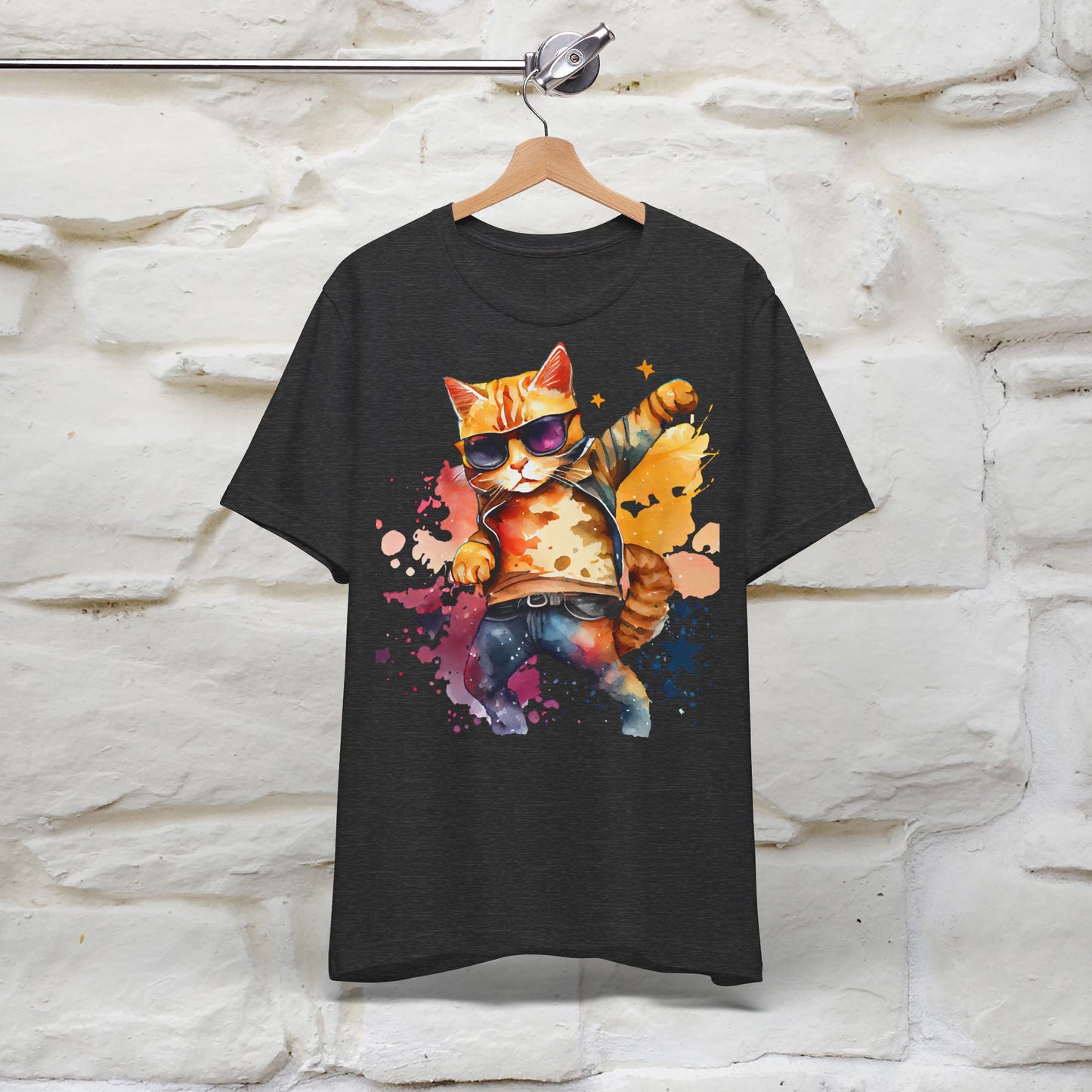 ''Cool Rainbow Cat'' T-shirt for Man 100% Cotton. - Nunu&Miao Studio