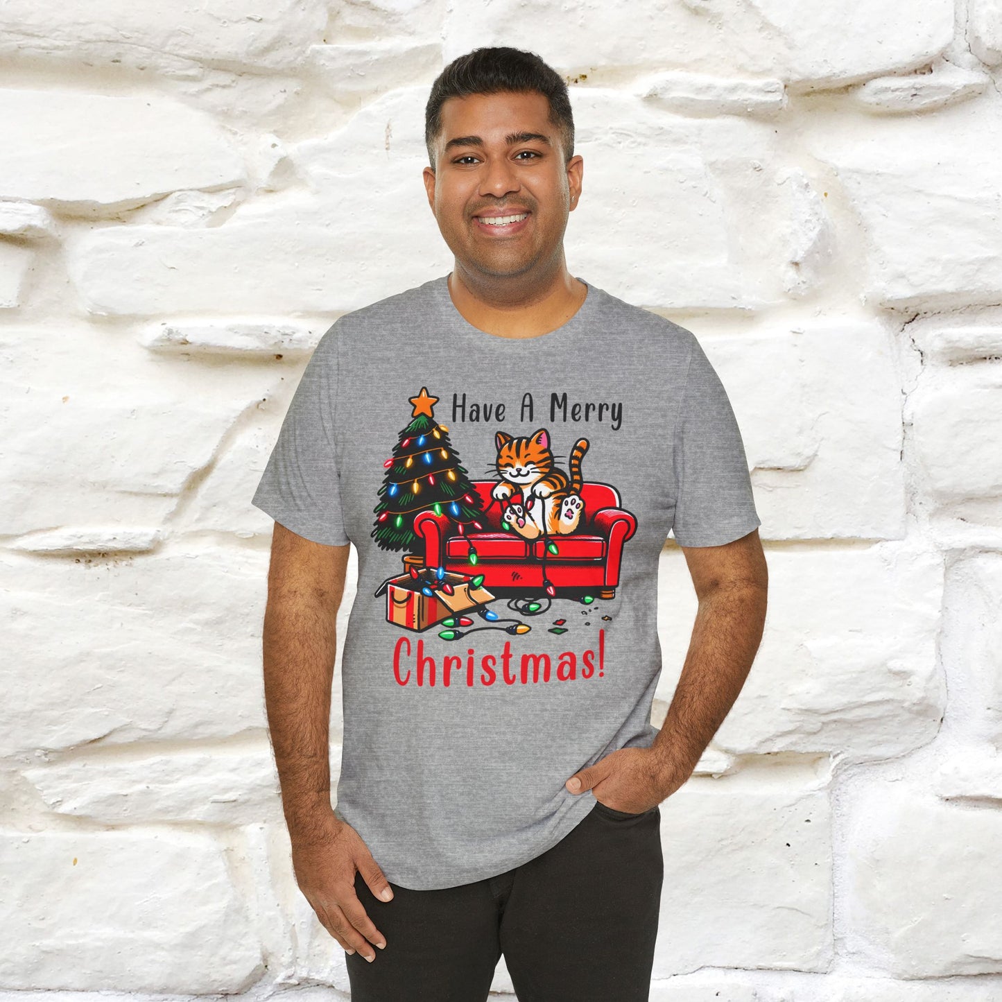 “Have A Merry Christmas! T-Shirt | Festive Cat Shirt for Men & Women | 100% Cotton”