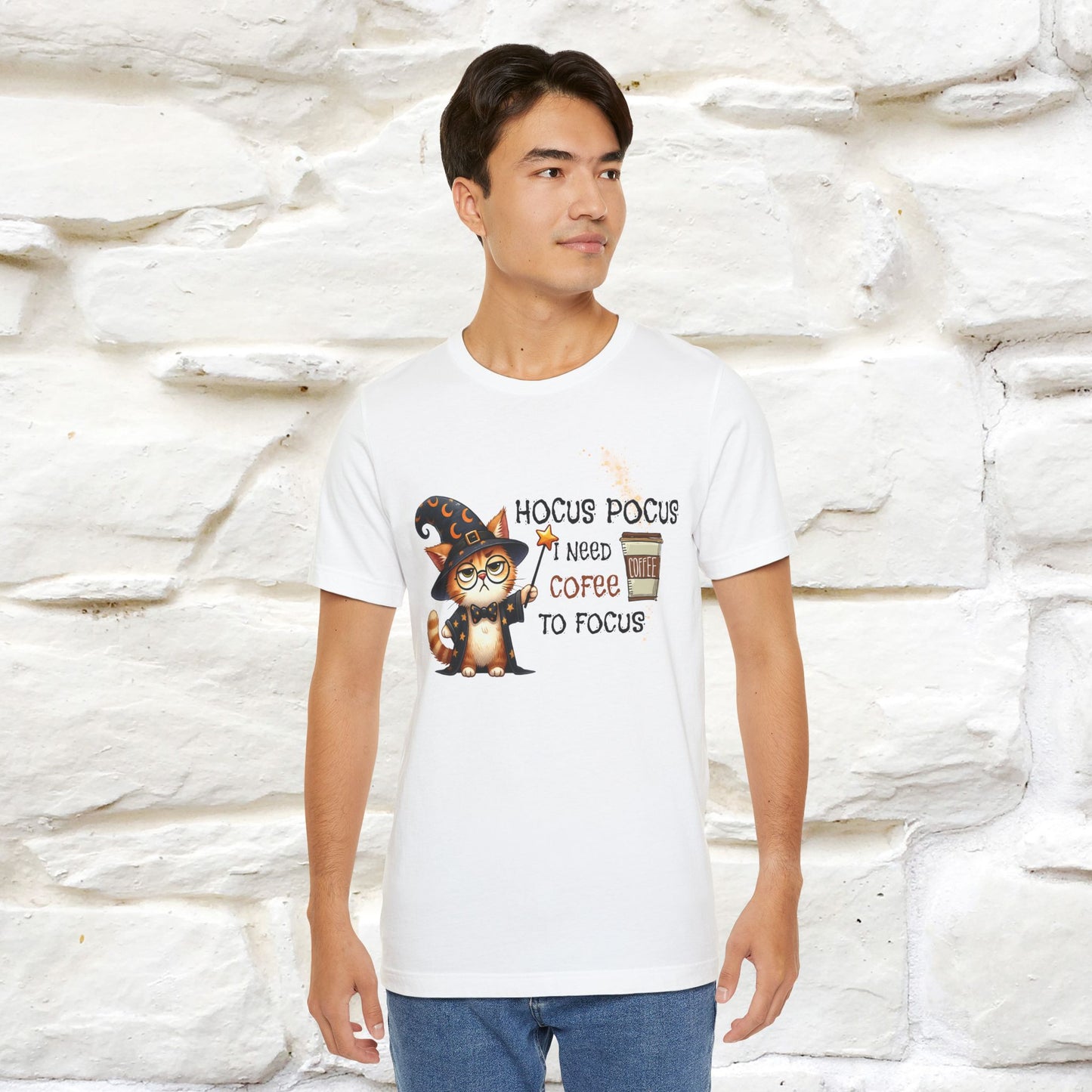''Hocus Pocus I Need Coffe To Focus'' Funny Cat Shirt | Nunu&Miao Studio