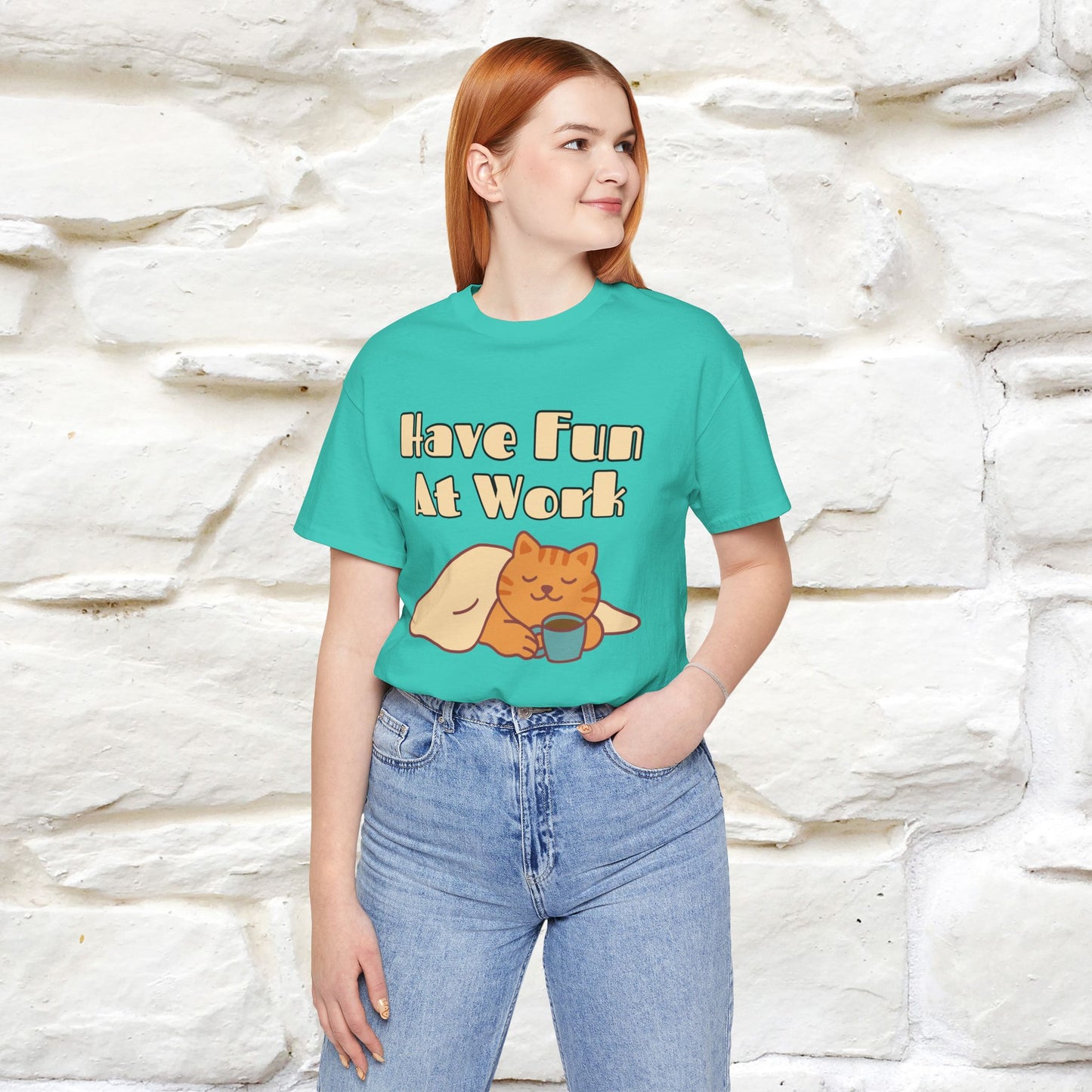 Maglietta con gatto "Have Fun At Work" per uomo e donna | 100% cotone* 🐾