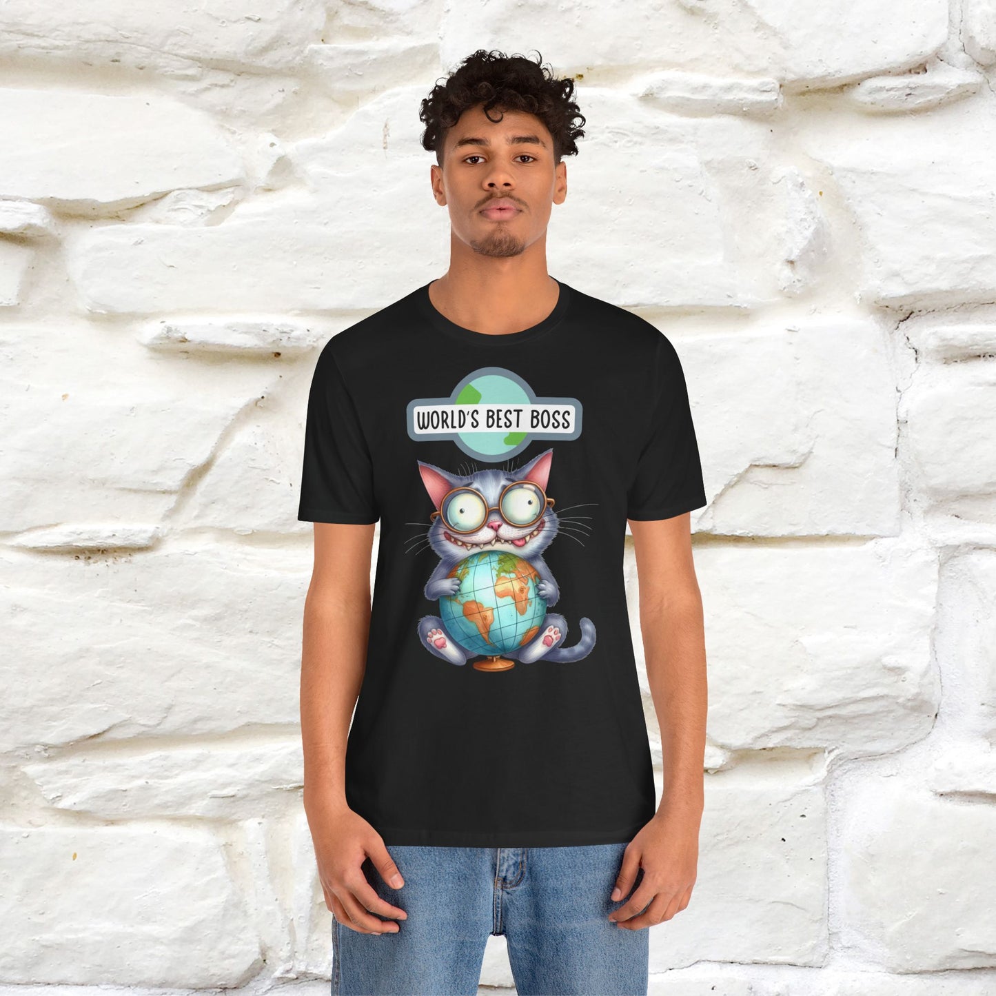 "World's Best Boss" Cat T-shirt for Men & Women | 100% Cotton 🐾 | Funny Cat Lover Tee