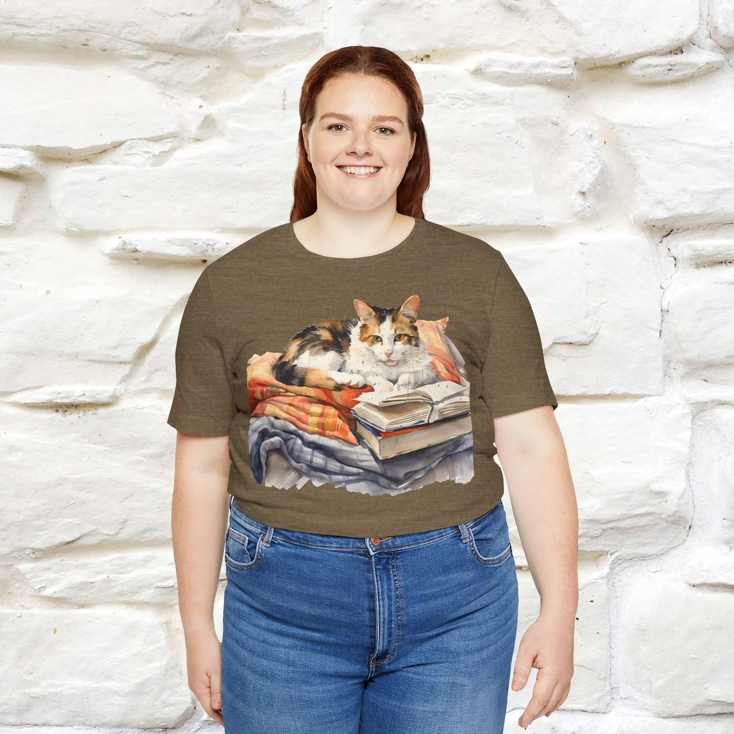 "Literary Catnap" T-shirt for Men and Women 100% Cotton.