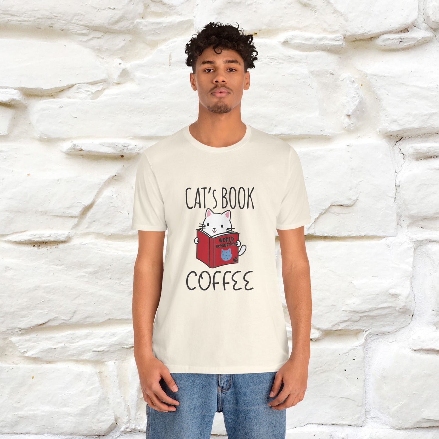 "Cat's Book Coffee" Cat T-Shirt for Men & Women | 100% Cotton* | Cozy Vibes for Book & Cat Lovers