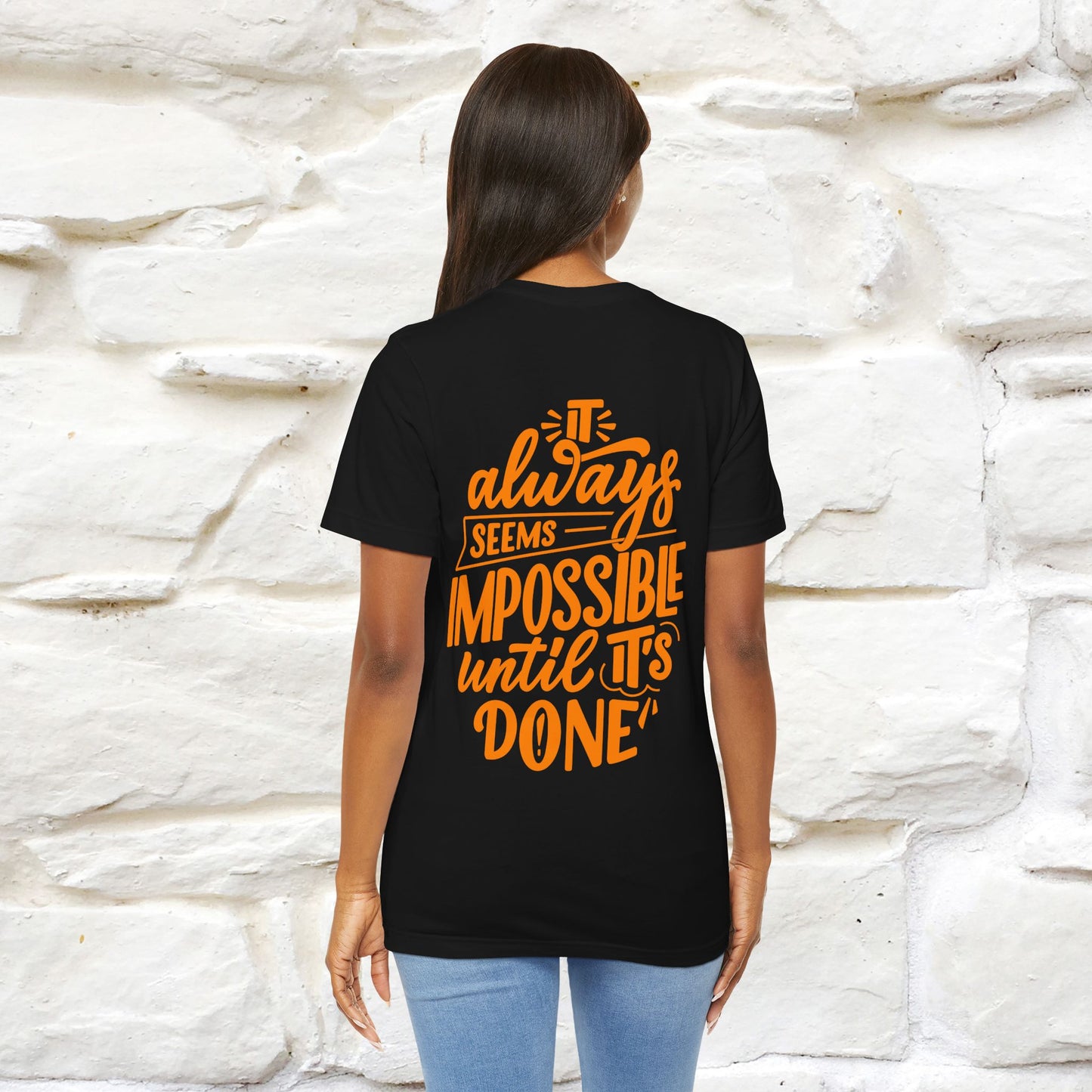 "It Always Seems Impossible Until It’s Done" Cat T-Shirt| Front & Back Design | Nunu&Miao Studio
