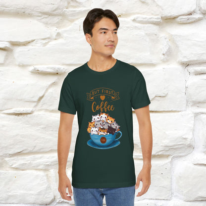 "But First, Coffee Time" Cat T-Shirt for Men & Women | 100% Cotton*