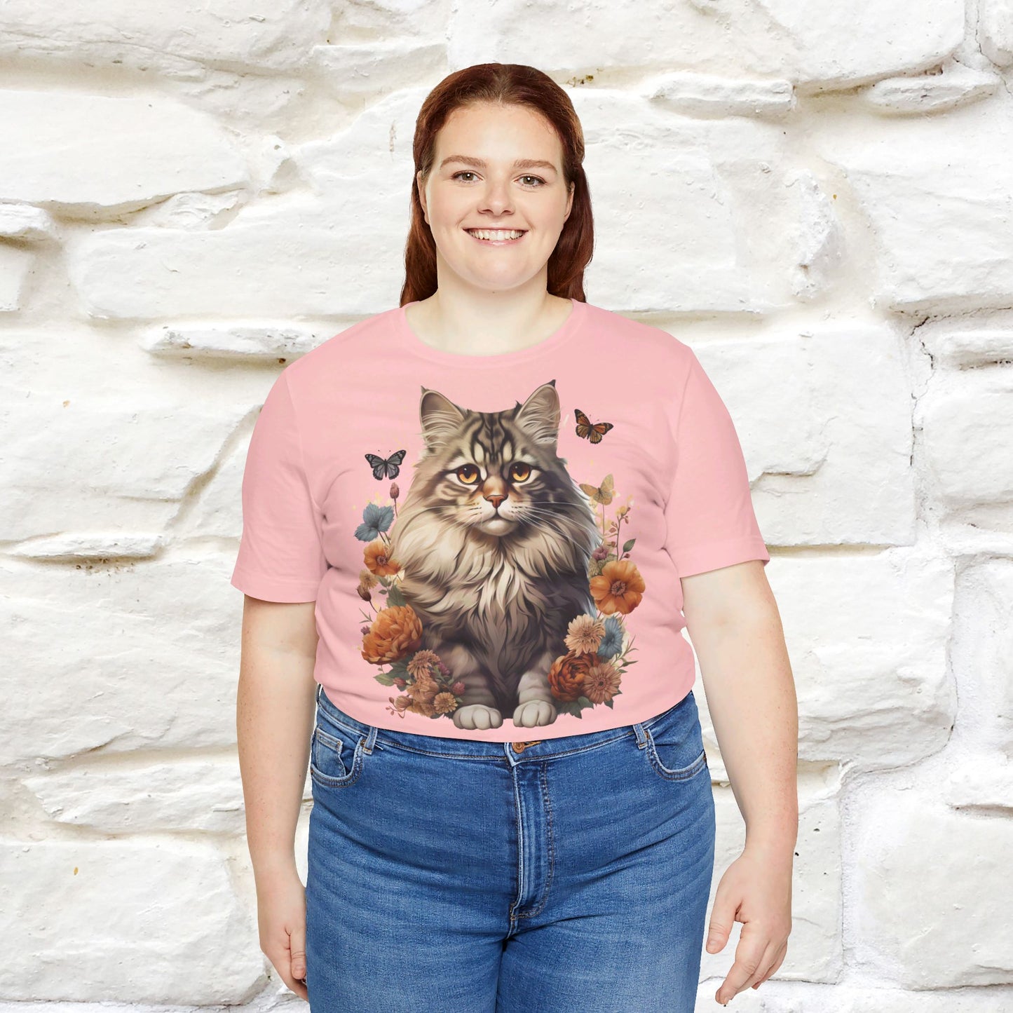 ''Floral Feline Fantasy'' Cat T-shirt for Women 100% Cotton*