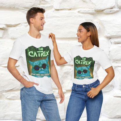 The Catrix: What Will You Choose? Cat T-Shirt for Men & Women | 100% Cotton* Matrix-Inspired Tee