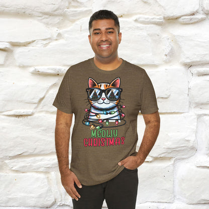 Meowy Christmas T-Shirt | Festive Cat Christmas Shirt for Men & Women | 100% Cotton