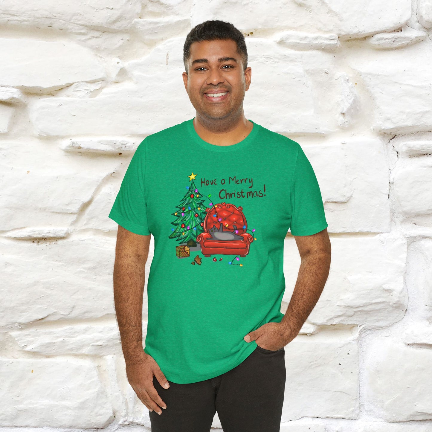 Have a Merry Christmas | Festive Cat Christmas Shirt for Men & Women | 100% Cotton