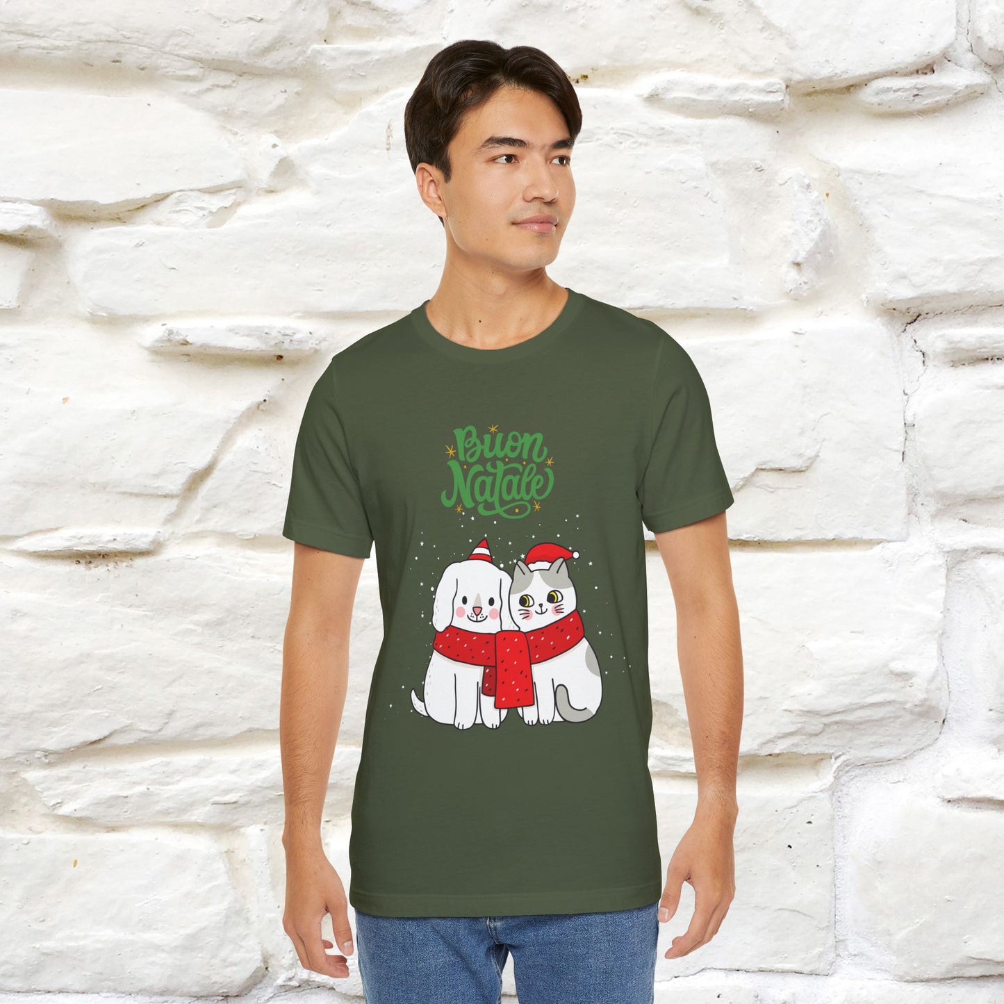 Buon Natale Cat and Dog T-shirt for Men & Women | 100% Cotton* 🐾 | Festive Holiday Shirt