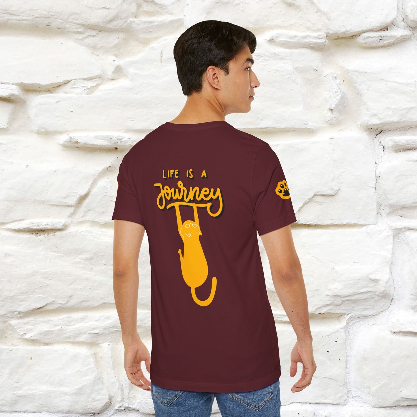 "Life Is A Journey'' Cat T-Shirt | Front & Back Design | Nunu&Miao Studio