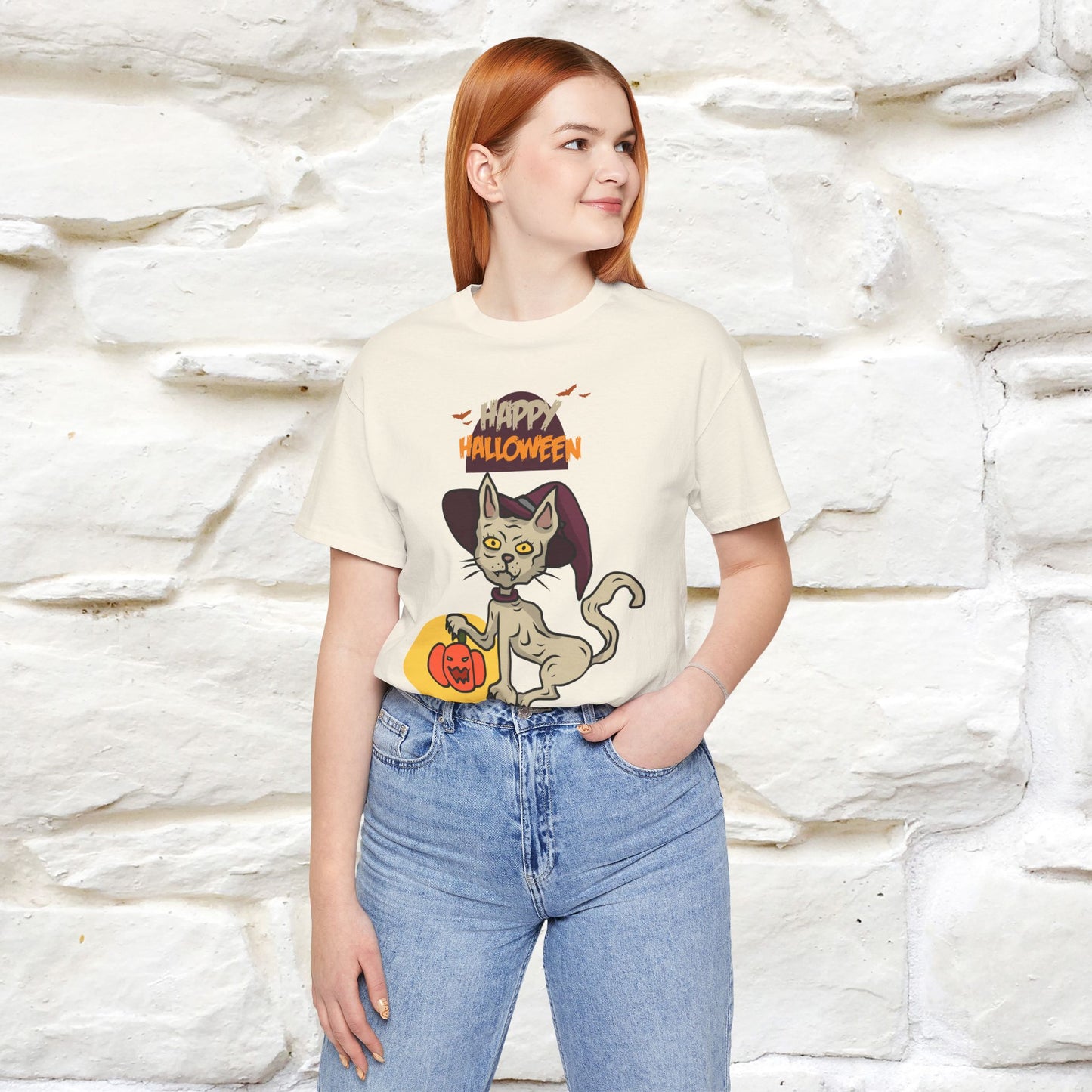 ''Happy Halloween Cat Witch '' Unisex T-shirt 100% Cotton*