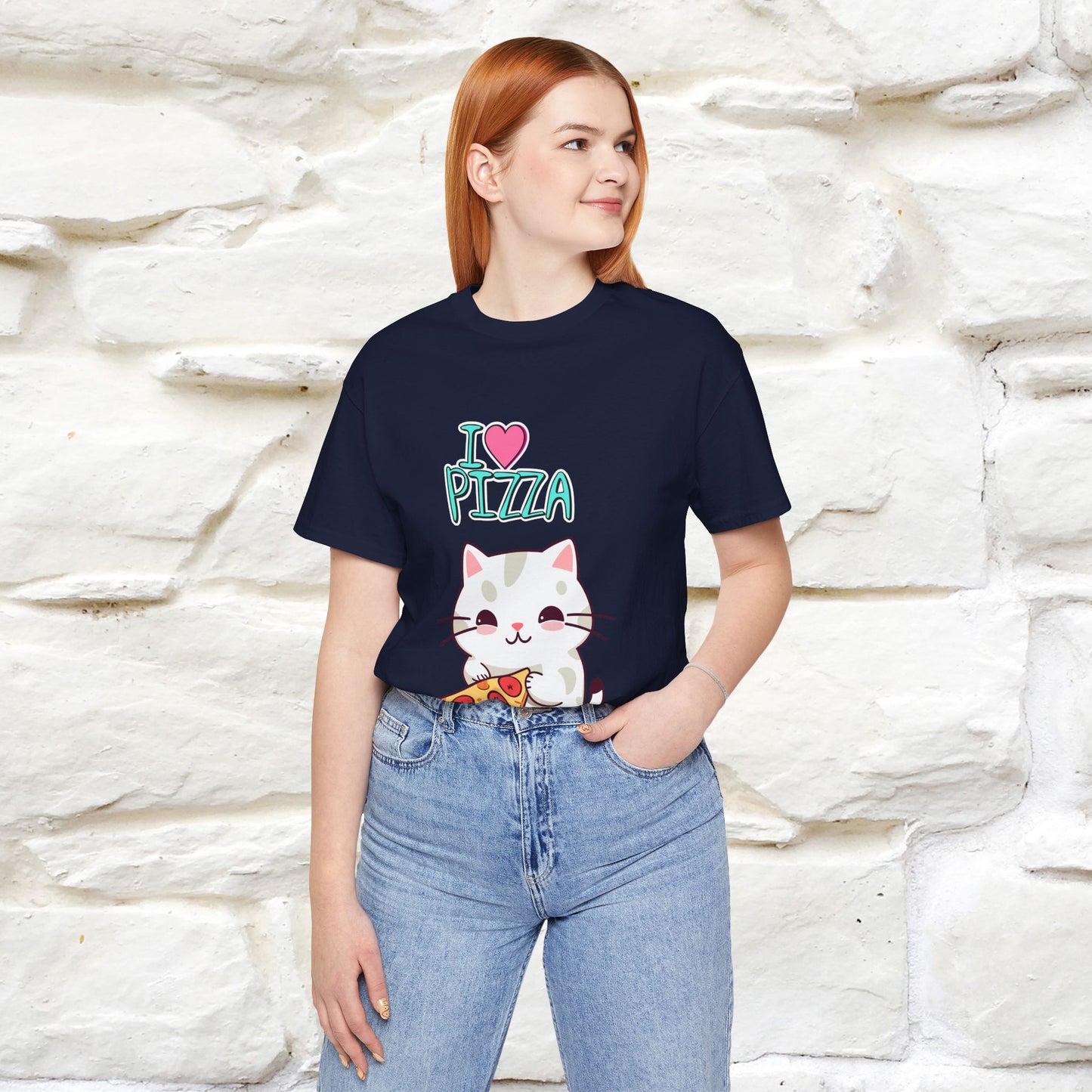 "I Love Pizza" Cat T-shirt for Men & Women | 100% Cotton*