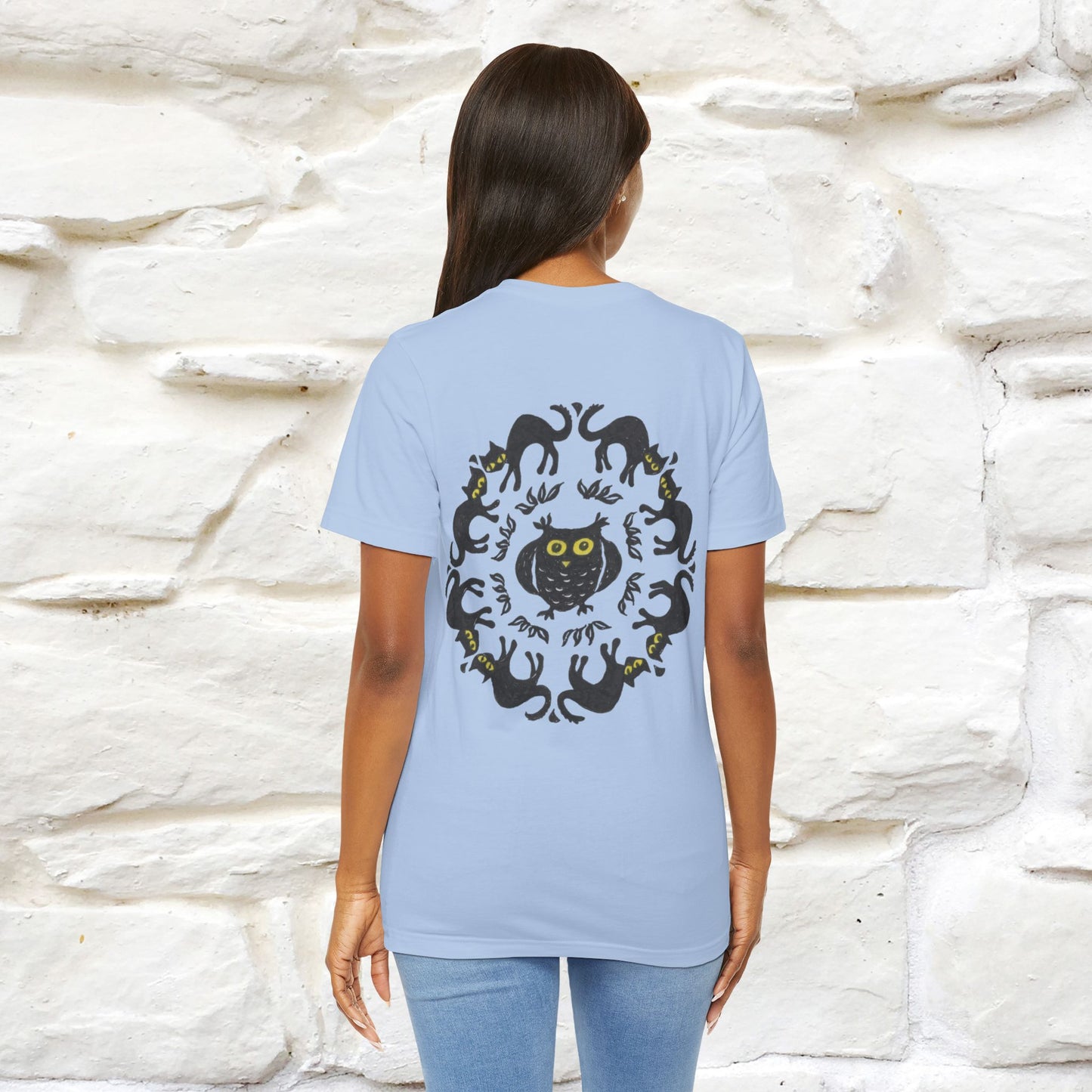 ''Black Cat Circle'' Cat T-Shirt Front and Back Design | Nunu&Miao Studio