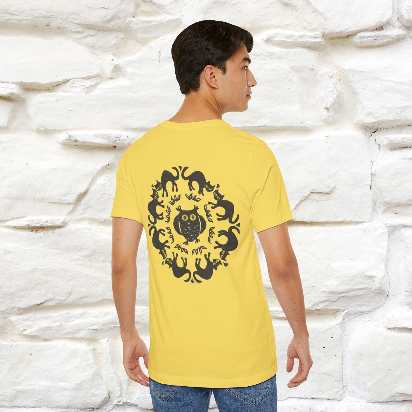 ''Black Cat Circle'' Cat T-Shirt Front and Back Design | Nunu&Miao Studio
