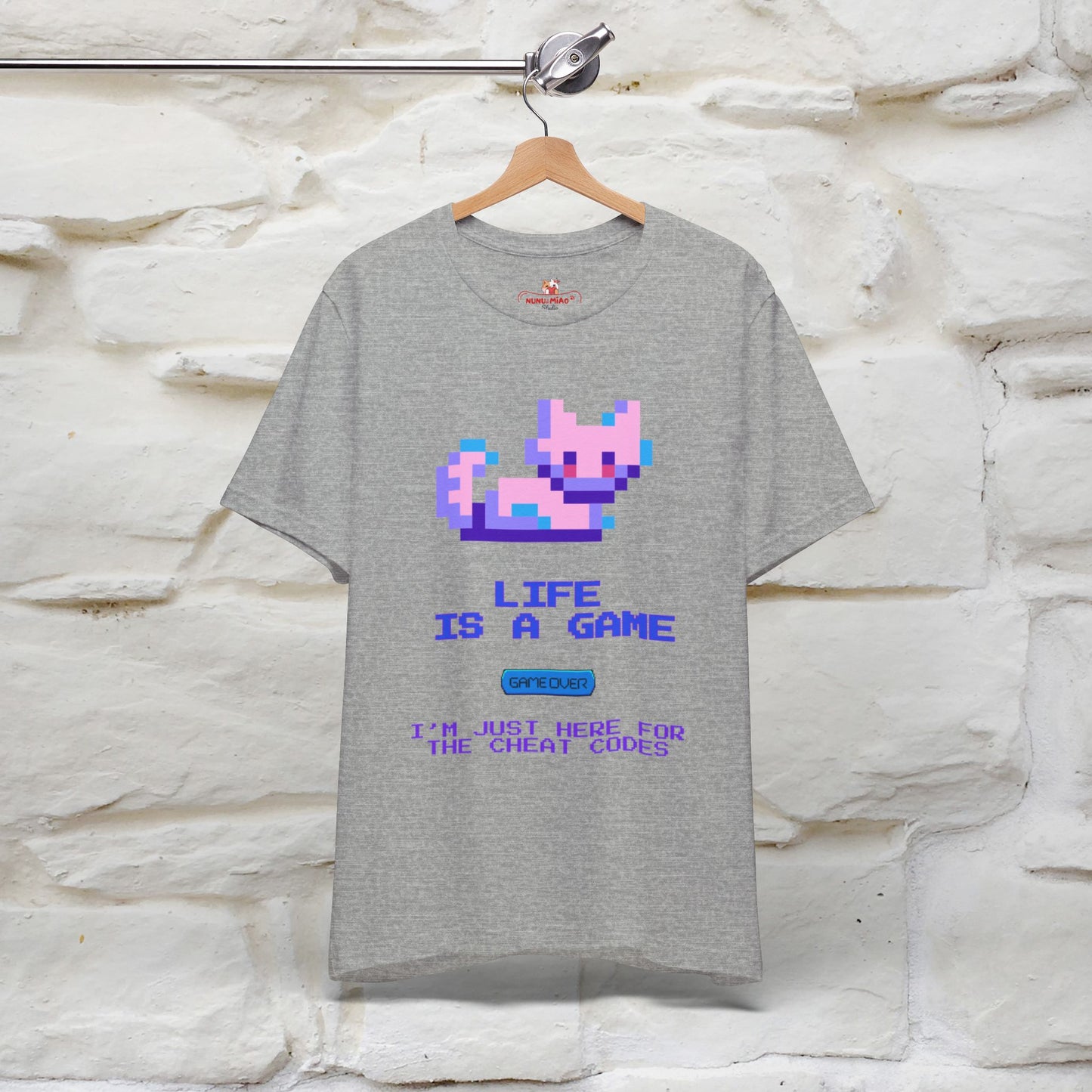 "Life Is A Game, I Am Just Here Fo The Cheat Code" Funny Cat T-Shirt for Men & Women | 100% Cotton* - Nunu&Miao Studio